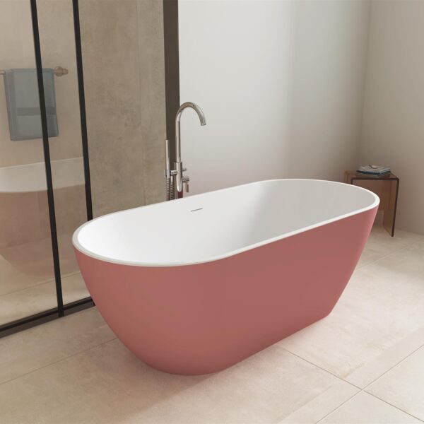 Matt Pink Malcao 1550mm Free Standing Bath - Image 3