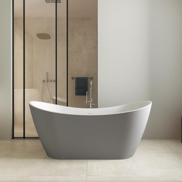 Matt Grey Girona 1600mm Free Standing Bath - Image 3