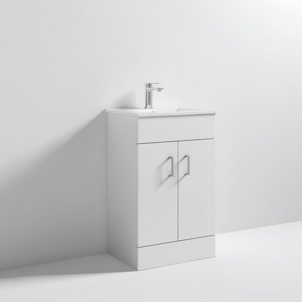Nuie Eden Floor Standing 500mm Bathroom Cabinet & Basin - White Gloss - Image 2