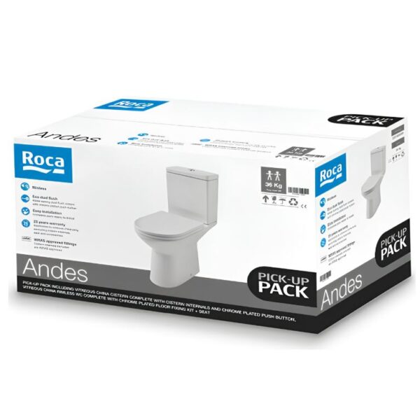 Roca Andes Rimless Toilet Pan With Dual Flush Cistern And Soft Close Seat - Image 4