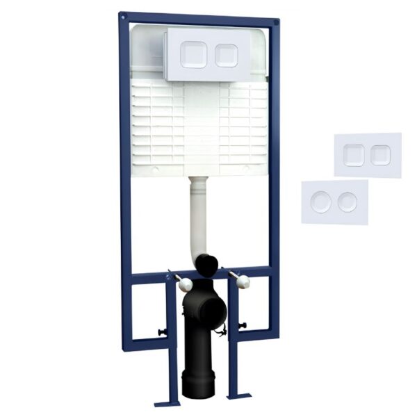 Nuie Wall Hung Toilet Frame 1136mm-1336mm with White Dual Flush Concealed Cistern