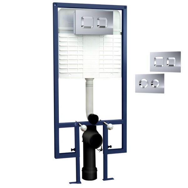 Nuie Wall Hung Toilet Frame 1136mm-1336mm with Chrome Dual Flush Concealed Cistern