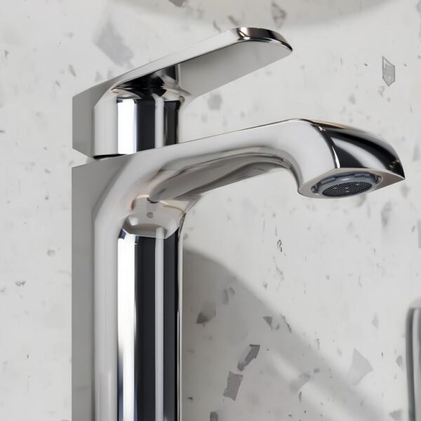 Sognare Montana Mono Tall High Rise Basin Mixer in Chrome Bathroom Tap - Image 3