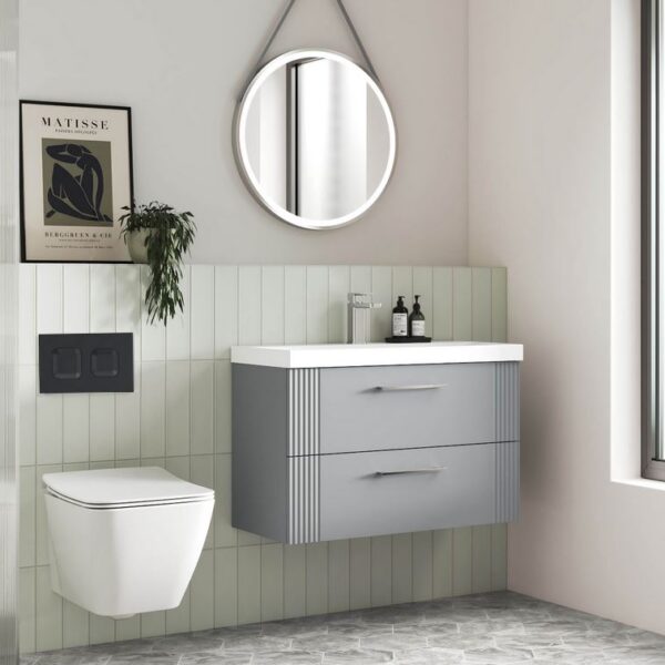 Nuie Mid Height Wall Hung Toilet Frame with Dual Flush Concealed Cistern & Black Push Button - Image 2