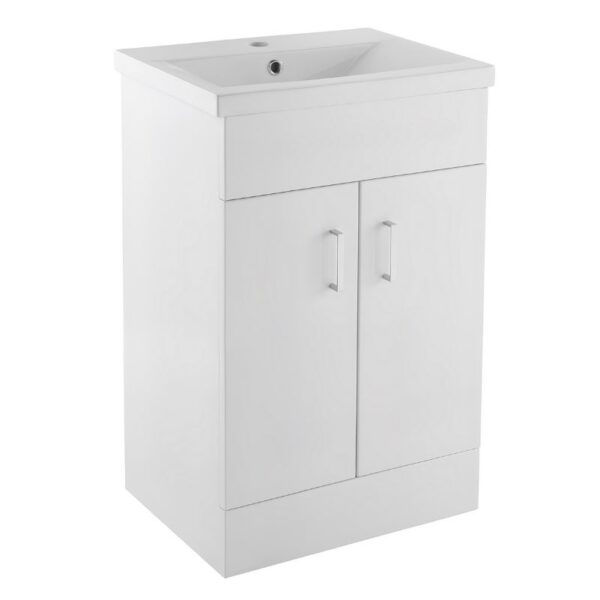 Nuie Eden Floor Standing 500mm Bathroom Cabinet & Basin - White Gloss