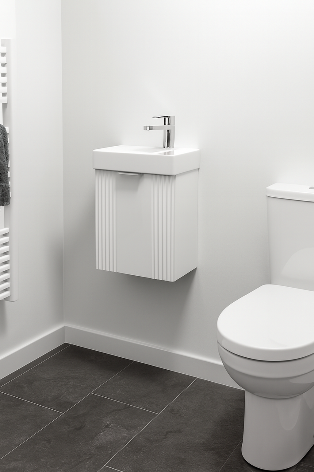 Nuie Deco Compact 400mm 1-Door Wall Hung Vanity Unit - Image 2