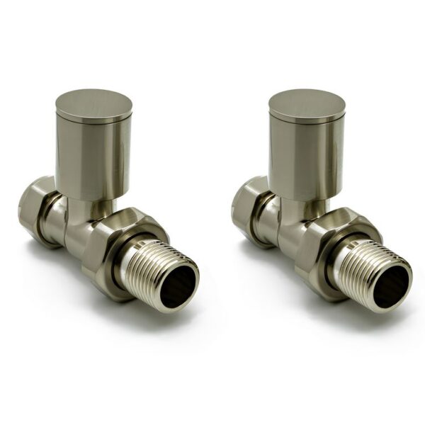 Reina Portland Straight Radiator Valves - Brushed Chrome