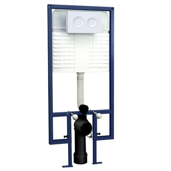 Nuie Wall Hung Toilet Frame 1136mm-1336mm with White Dual Flush Concealed Cistern - Image 4
