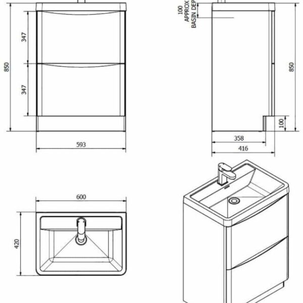 Fluted Oak Bathroom Vanity Unit Furniture Suite WC Unit & Basin - Image 4