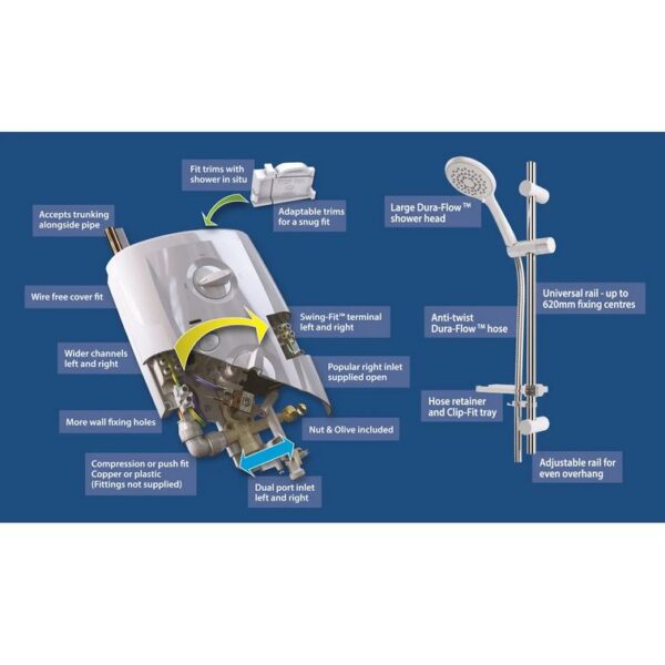 Triton T80 Pro-Fit Electric Shower White & Chrome - Image 14