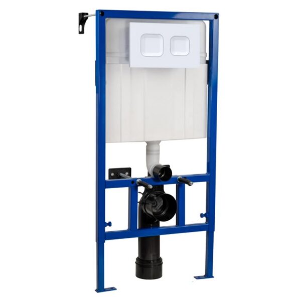 Nuie Mid Height Wall Hung Toilet Frame with Dual Flush Concealed Cistern & White Push Button - Image 5
