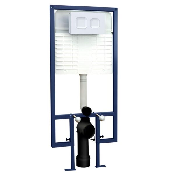 Nuie Wall Hung Toilet Frame 1136mm-1336mm with White Dual Flush Concealed Cistern - Image 5