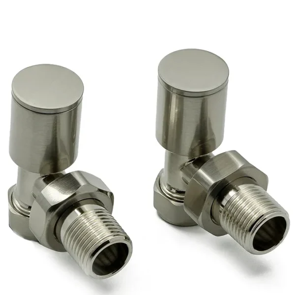Reina Portland Angled Radiator Valves - Brushed Chrome