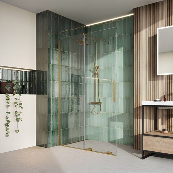 Sognare Momentum 8mm Sliding Shower Door For Wetrooms & Large Trays – Brushed Brass - Image 2