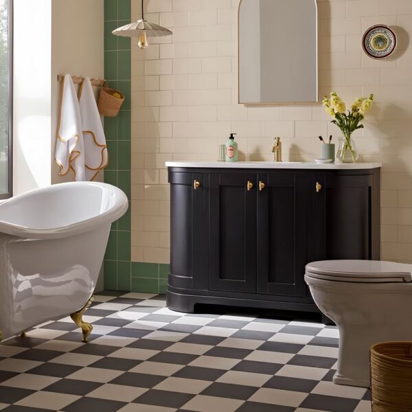 Tavistock Lansdown Matt Black Curved 1200 Underslung Unit & Basin - Image 3