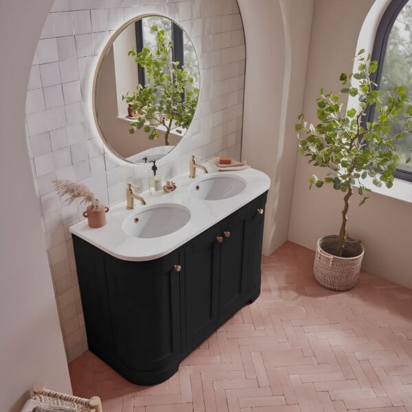 Tavistock Lansdown Matt Black Curved 1200 Underslung Unit & Double Basin - Image 2