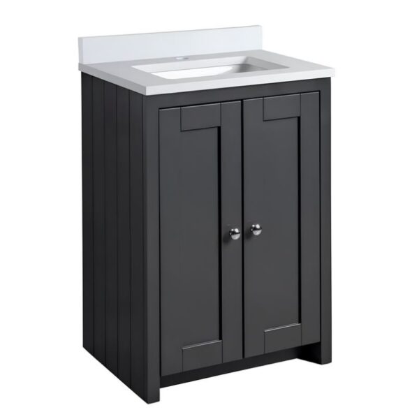 Tavistock Lansdown Traditional 600 Matt Black Vanity Unit & Arctic White Basin