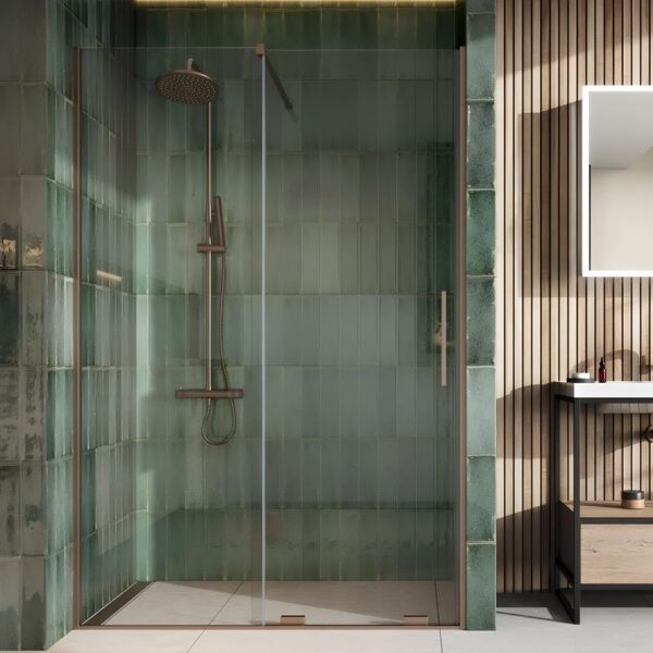 Sognare Momentum 8mm Sliding Shower Door For Wetrooms & Large Trays – Brushed Bronze - Image 2