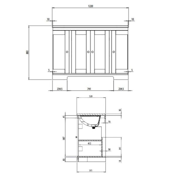 Tavistock Lansdown Matt Black Curved 1200 Underslung Unit & Basin - Image 4