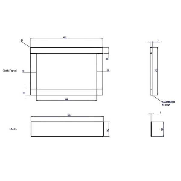 Tavistock Matt Black Lansdown 1700 Bath Panel - End Panel Option-Waterproof - Image 3