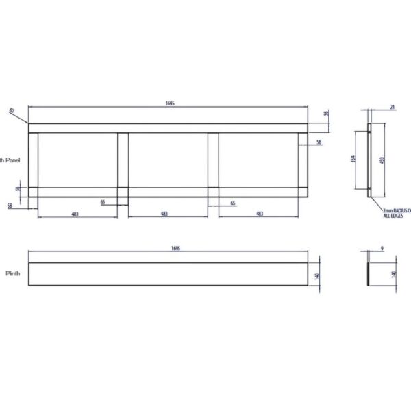 Tavistock Matt Black Lansdown 1700 Bath Panel - End Panel Option-Waterproof - Image 4