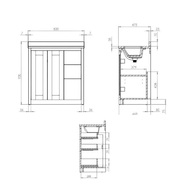 Tavistock Lansdown Traditional 800 Matt Black Vanity Unit & Arctic White Basin - Image 5