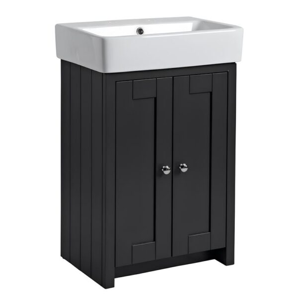 Tavistock Lansdown Matt Black 575mm Freestanding Unit & Basin - 1 or 2 Tap Hole - 1 Tap Hole
