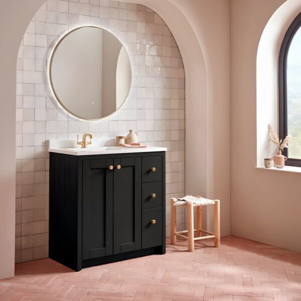 Tavistock Lansdown Traditional 800 Matt Black Vanity Unit & Arctic White Basin - Image 4