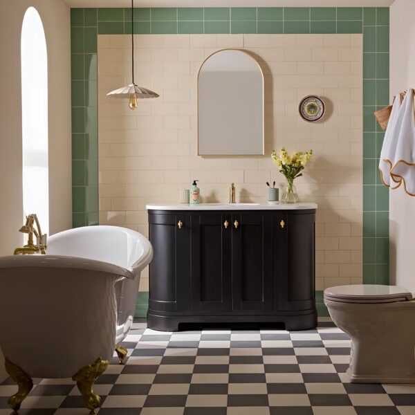 Tavistock Lansdown Matt Black Curved 1200 Underslung Unit & Basin - Image 2