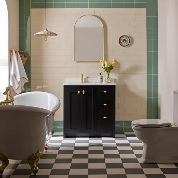 Tavistock Lansdown Traditional 800 Matt Black Vanity Unit & Arctic White Basin - Image 3
