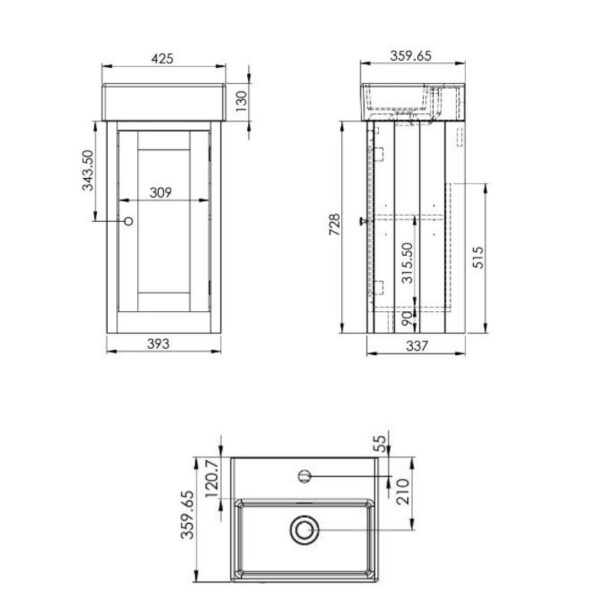 Tavistock Lansdown Matt Black 430mm Cloakroom Unit & Basin - Image 2