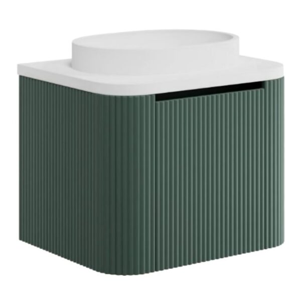 Sognare Linea Curve Reed Green 600mm Basin Vanity Unit & Optional Brushed Brass Frame - Image 2