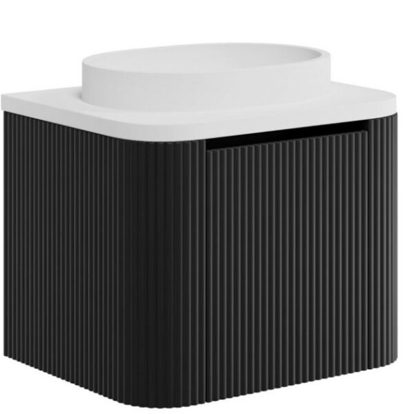 Sognare Linea Curve Black 600mm Basin Vanity Unit & Optional Brushed Brass Frame - Image 3