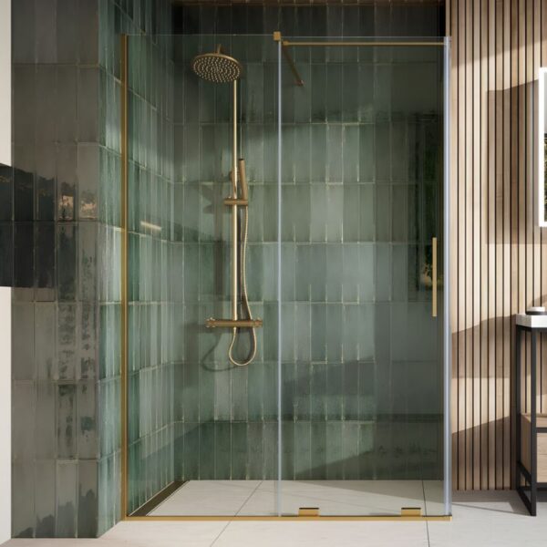 Sognare Momentum 8mm Sliding Shower Door For Wetrooms & Large Trays – Brushed Brass