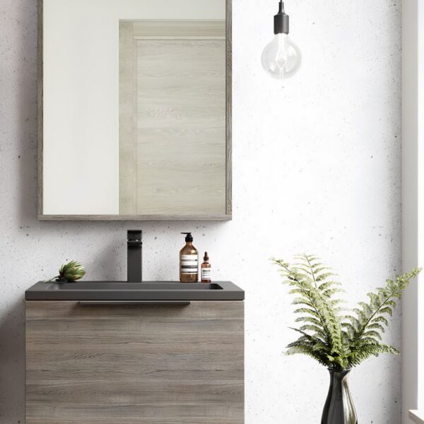 Sognare Ambience 600mm LED Wall Mounted Vanity Unit & Grey Basin – Oak - Image 2