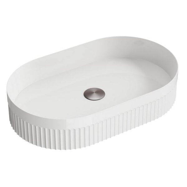Sognare Modern White Fluted Oval Countertop Basin