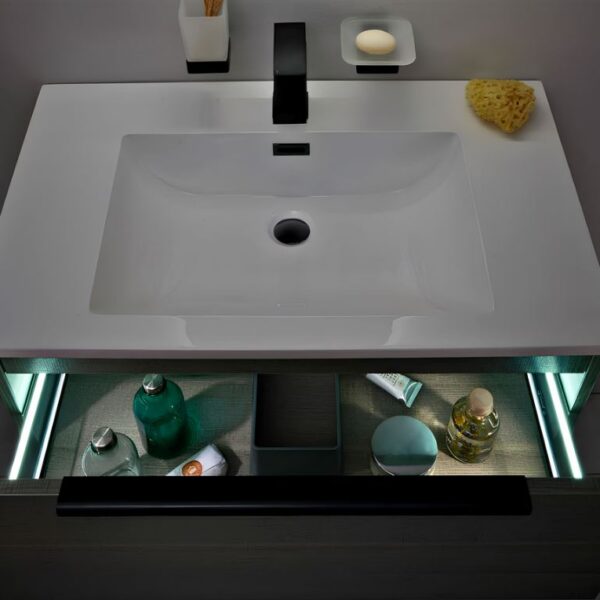 Sognare Ambience 600mm LED Wall Mounted Vanity Unit & Grey Basin - Matt - Image 3