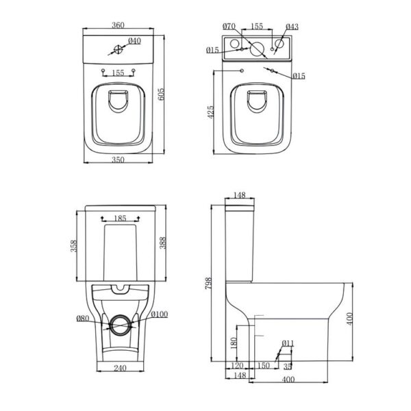 Kartell K-Vit Korsika White Close Coupled WC Pan With Cistern And Seat - Image 4