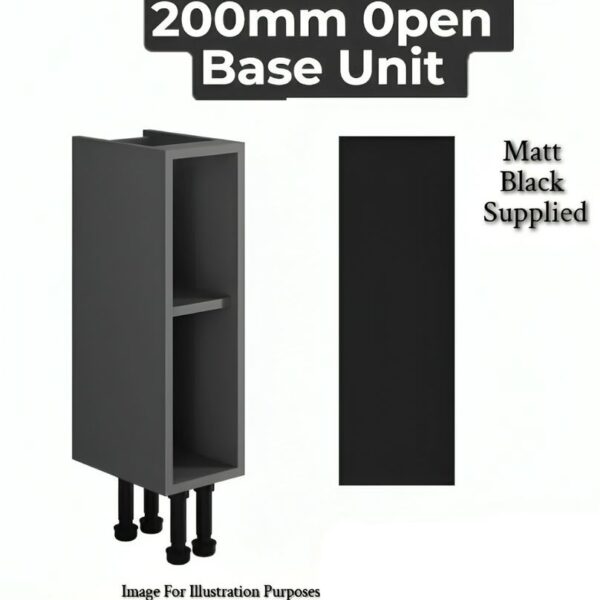 Caralina Matt Black Fitted Furniture Range-Create Your Own Size - 200mm Open Base Unit