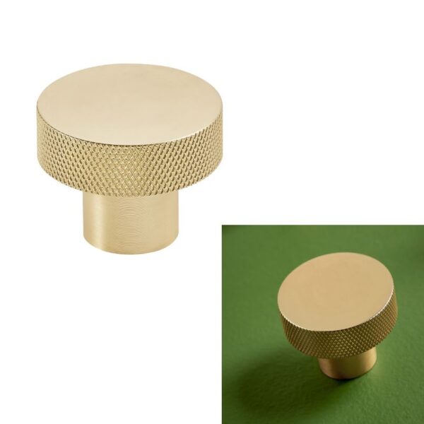 Sognare Furniture Round 42.5mm Handles Knurled Textured – Choice Of Colours - Brushed Brass