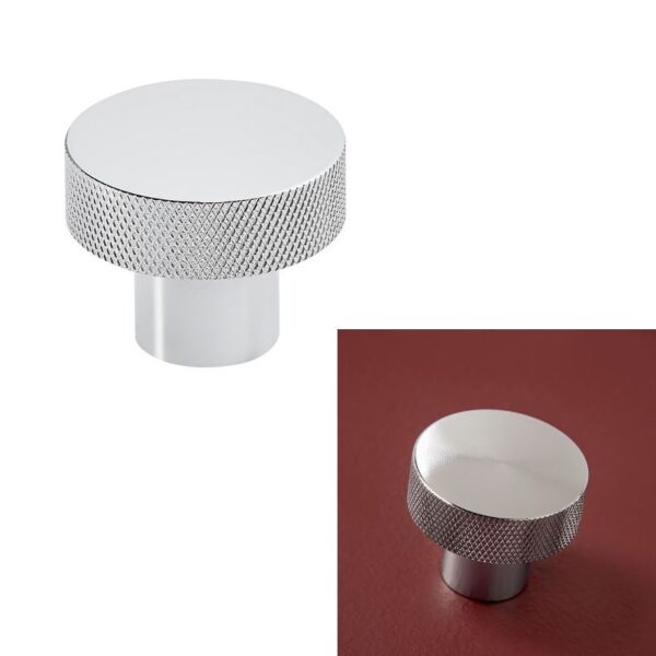 Sognare Furniture Round 42.5mm Handles Knurled Textured – Choice Of Colours - Chrome