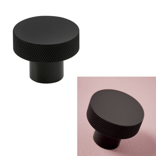 Sognare Furniture Round 42.5mm Handles Knurled Textured – Choice Of Colours - Black