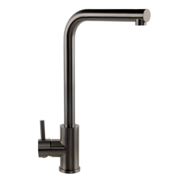 Top-Fix Brushed Steel L Single Lever Kitchen Mixer Tap