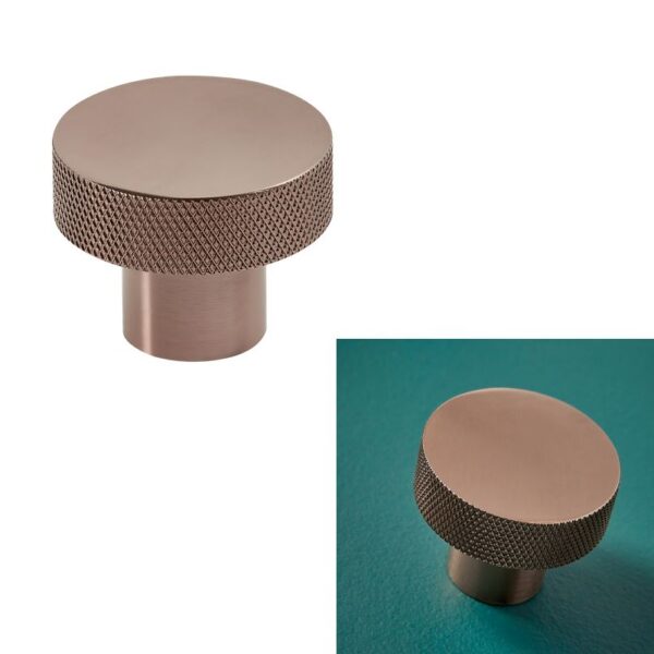 Sognare Furniture Round 42.5mm Handles Knurled Textured – Choice Of Colours - Brushed Bronze