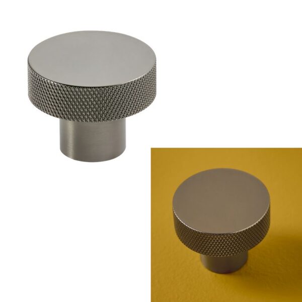 Sognare Furniture Round 42.5mm Handles Knurled Textured – Choice Of Colours - Gunmetal