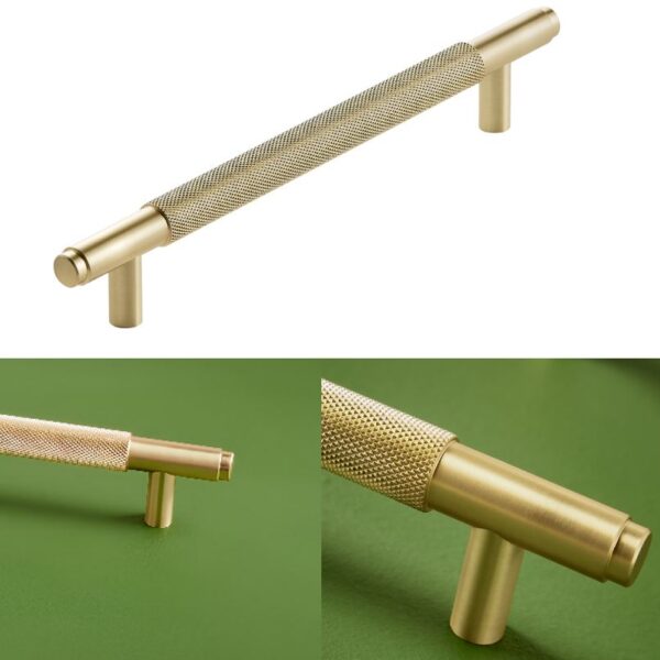 Sognare Furniture 250mm Handles Knurled Textured – Choice Of Colours - Brushed Brass