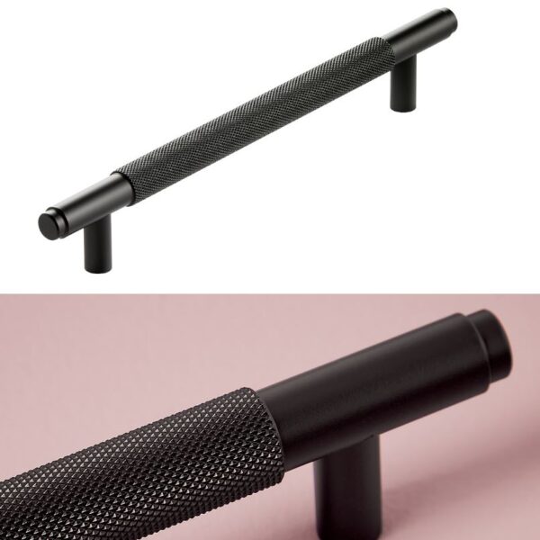 Sognare Furniture 250mm Handles Knurled Textured – Choice Of Colours - Black