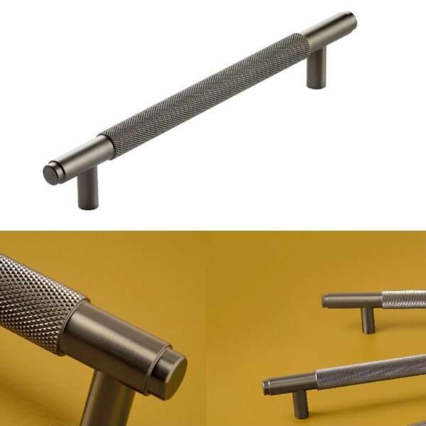 Sognare Furniture 250mm Handles Knurled Textured – Choice Of Colours - Gunmetal