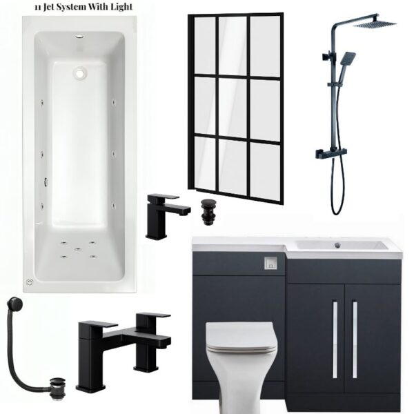 Whirlpool Bath Bundle With Matt Grey Furniture Pack