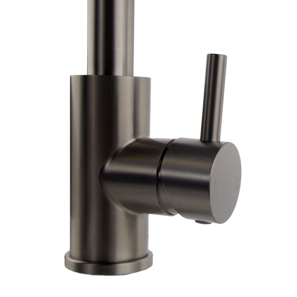 Top-Fix Brushed Steel L Single Lever Kitchen Mixer Tap - Image 3